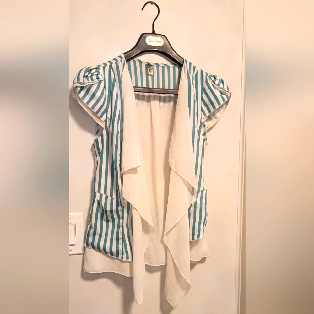 Stripe double front pockets blazers